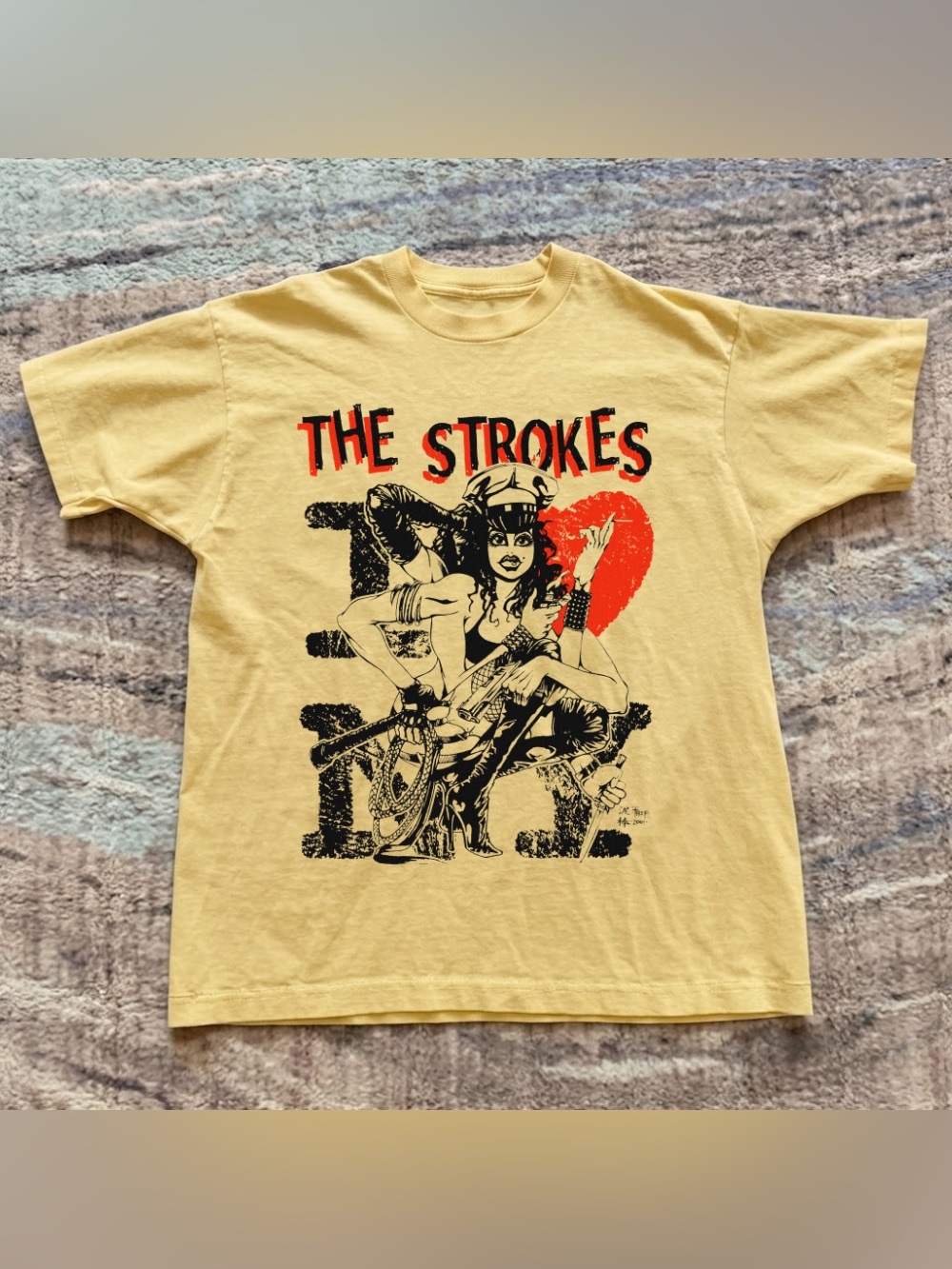 The Strokes Band Pinup Girl Yellow Haze Indie Garage Rock Graphic T-Shirt